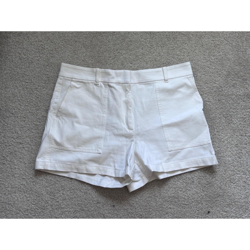 Ann Taylor Petite White Cotton Stretch Utility Patch Pocket Shorts 12P